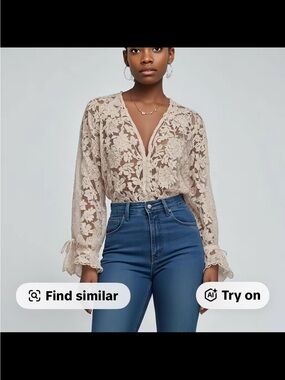 Delicate Lace V-Neck Blouse in Cream